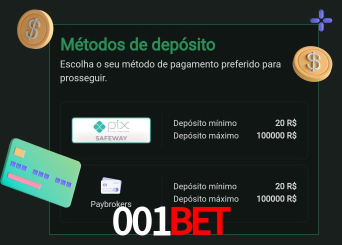 O cassino 001Bet oferece uma grande variedade de métodos de pagamento